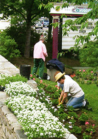 Flower gardens by the Nugget Theaters